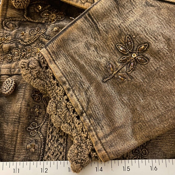Vtg Metallic Medium Embroidered Crochet Lace Boho Flashback Blazer Jacket Women - Picture 8 of 16